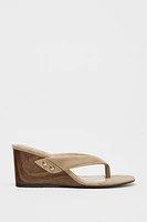 SPLIT LEATHER WEDGE SANDALS