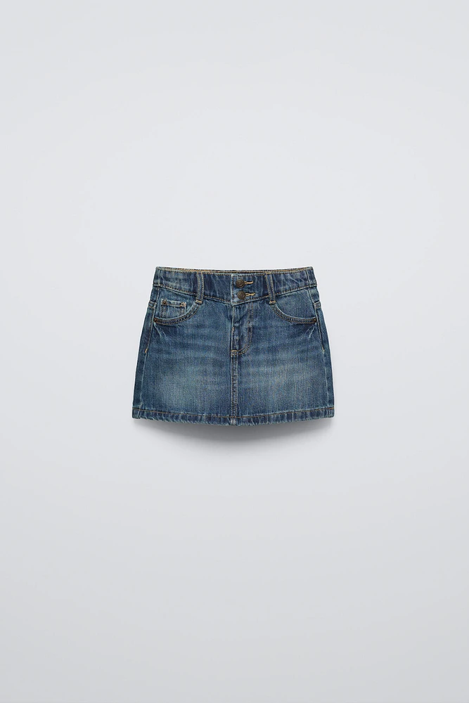 DISTRESSED EFFECT DENIM SKIRT