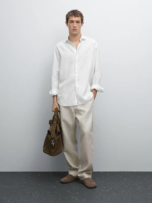 Chemise slim en lin mélangé