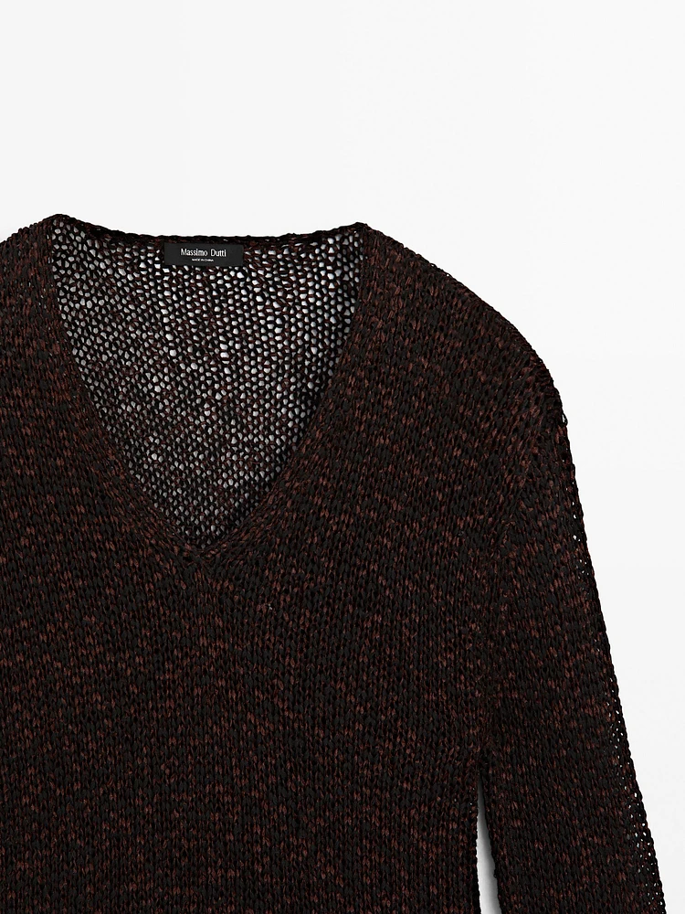 Pull coton en maille moulinée