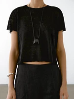 Cutwork linen blend T-shirt