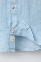 LINEN MANDARIN COLLAR SHIRT
