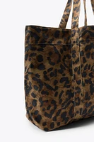 ANIMAL PRINT TWILL MAXI TOTE BAG