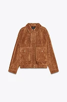 100% SUEDE BOMBER JACKET WITH POCKETS
