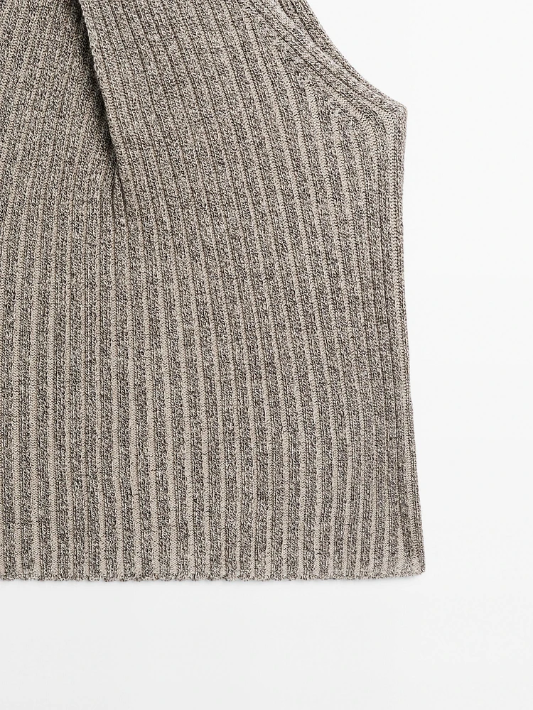 Knit cotton blend crossover top