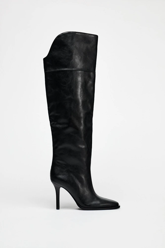 XL OVER THE KNEE HEELED BOOTS