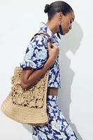FLORAL WOVEN SHOPPER BAG