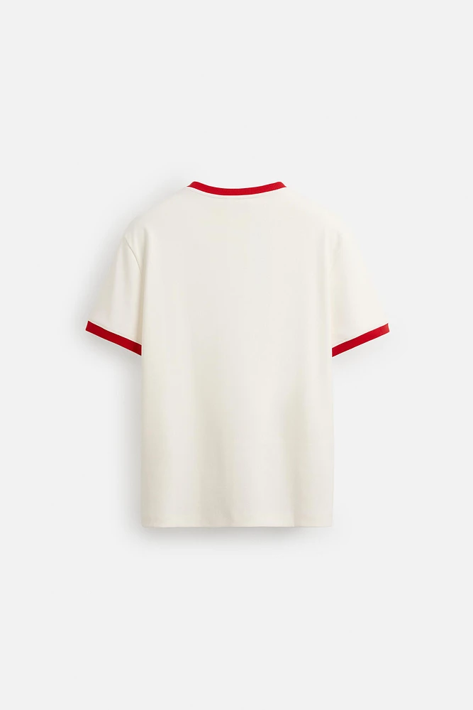 T-SHIRT RIB CONTRASTE INSCRIPTION