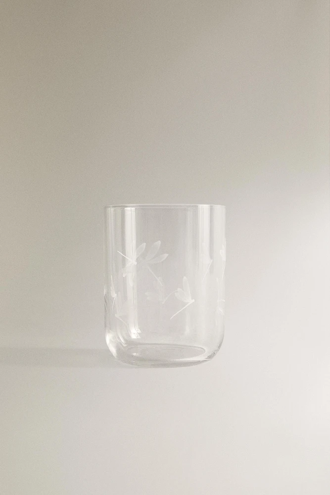 VERRE MOTIF LIBELLULE