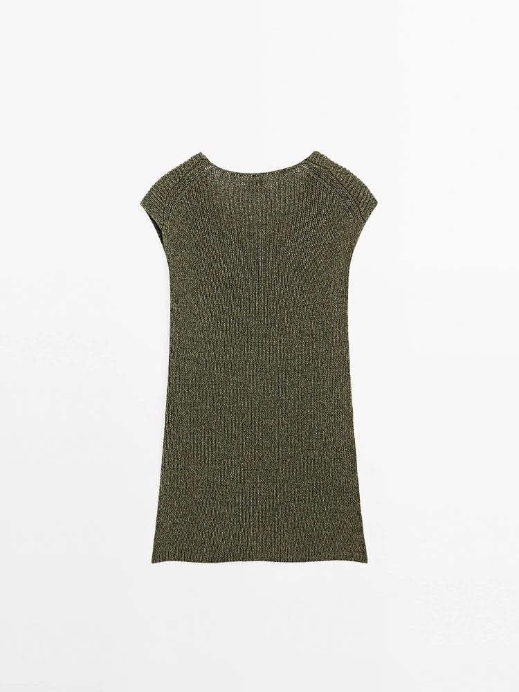 Pull sans manches col en V