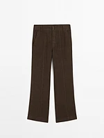 Pantalon kick flare 100 % lin