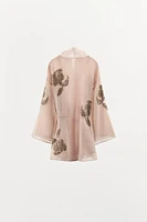 SHORT SILK BEADED KIMONO