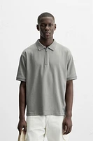TEXTURED ZIP POLO SHIRT