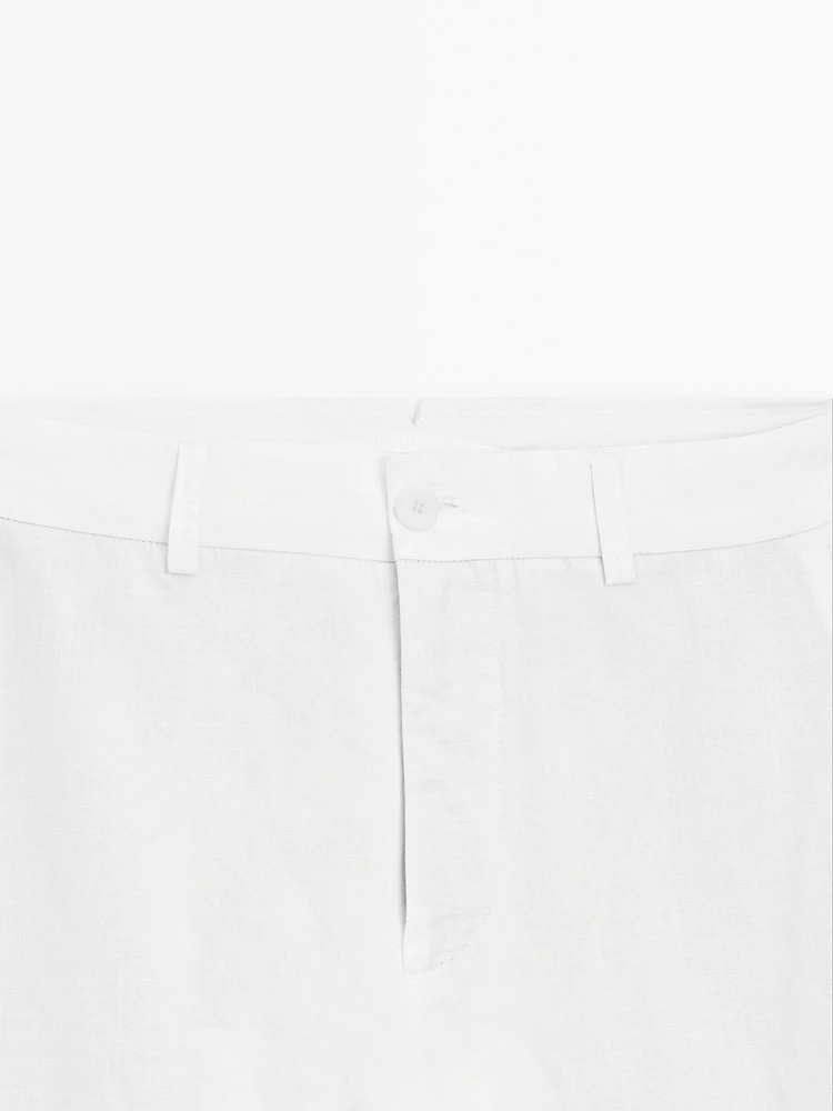 Pantalon tappered fit en coton et lin