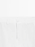 Pantalon tappered fit en coton et lin