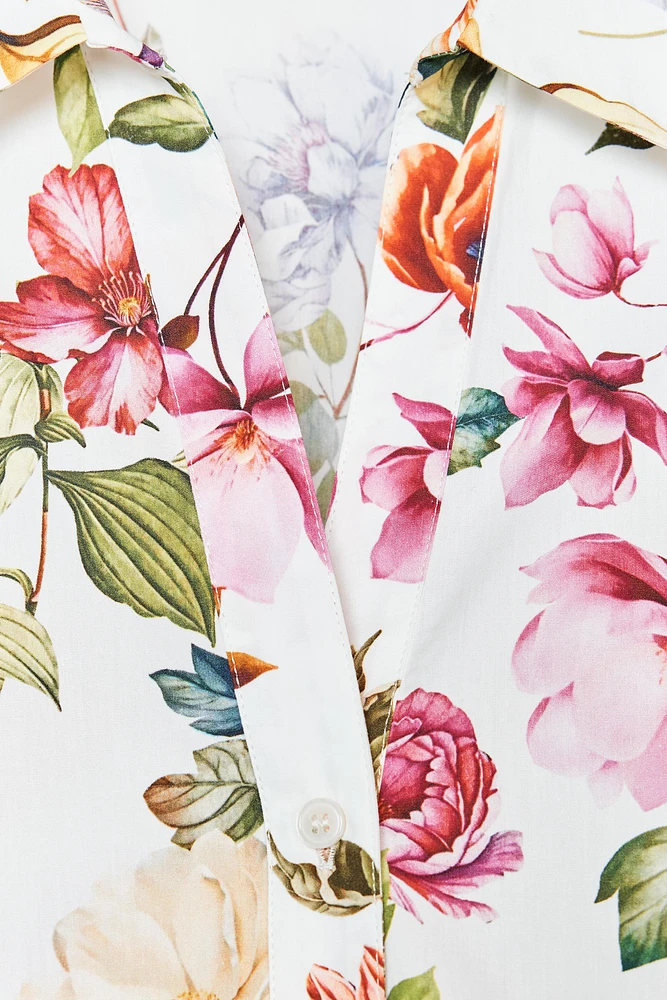 CHEMISE COURTE EN POPELINE À IMPRIMÉ FLORAL