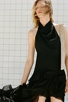 ROBE LONGUE HALTER VOLANTS