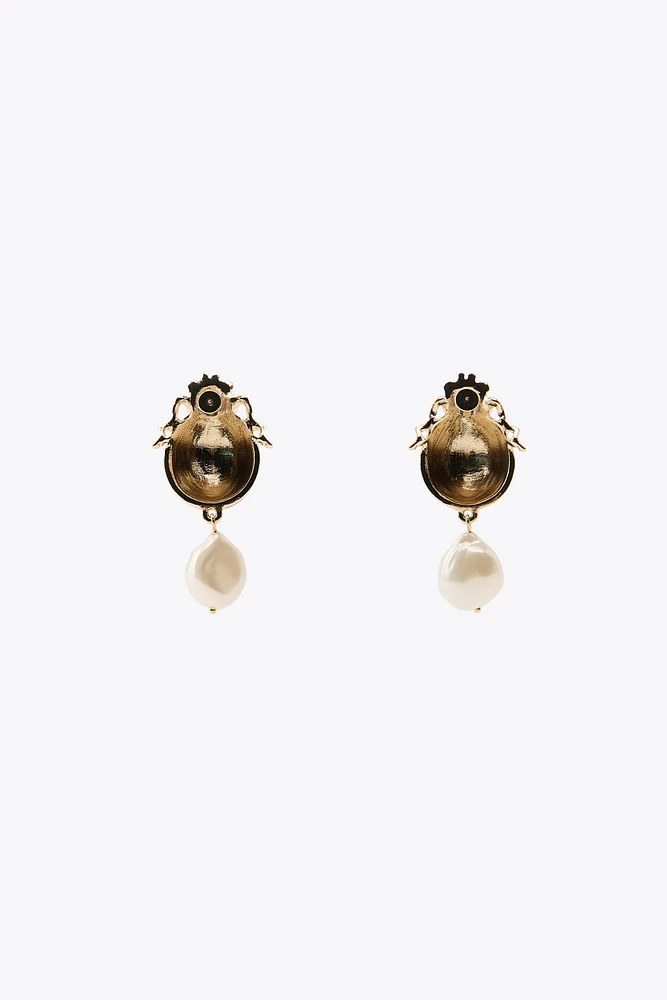 LADYBUG PEARL EARRINGS