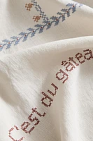 CROSS STITCH LINEN TABLECLOTH