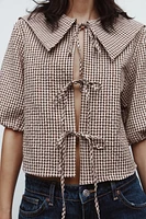 BIB COLLAR GINGHAM SHIRT