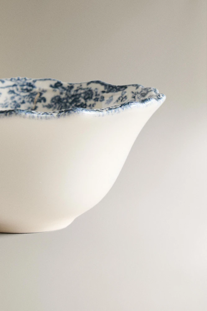 FLORAL EARTHENWARE SNACK BOWL