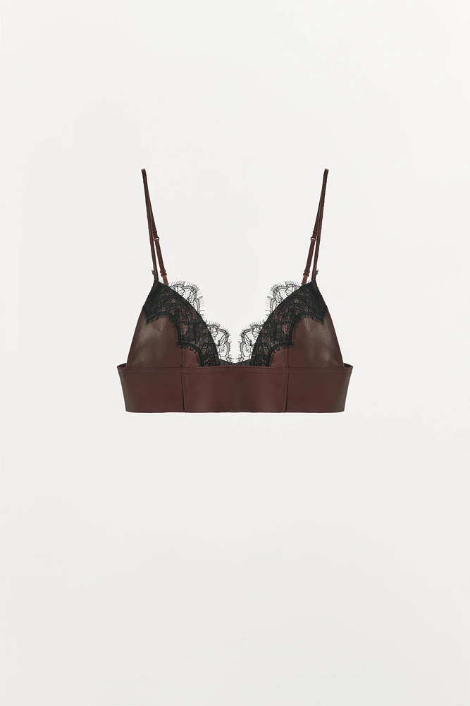 LIMITED EDITION LEATHER & LACE BRALETTE