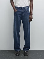 Cotton blend wide-leg jeans