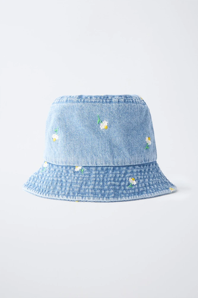 FLORAL DENIM BUCKET HAT