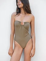 Maillot de bain bandeau pièce métallique