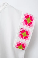 CROCHET SLEEVE T-SHIRT