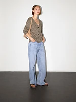 Mouliné V-neck long cardigan