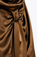 SATIN EFFECT HALTER MIDI DRESS