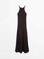 Long knit cotton blend dress
