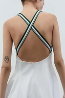 CONTRAST RIB HALTER DRESS