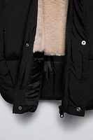 WATER REPELLENT HOODED DOWN PUFFER COAT