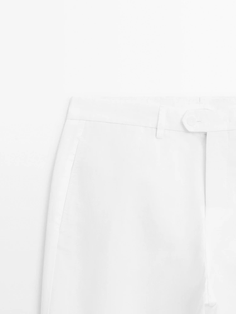 Pantalon tapered fit coton lin