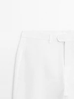 Pantalon tapered fit coton lin