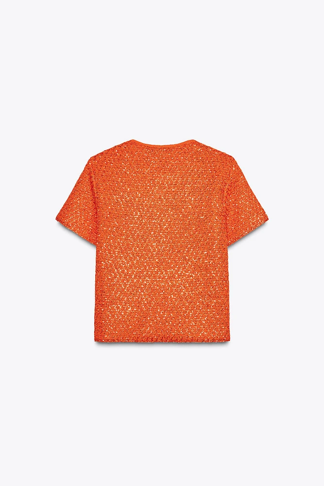 TOP EN MAILLE À SEQUINS
