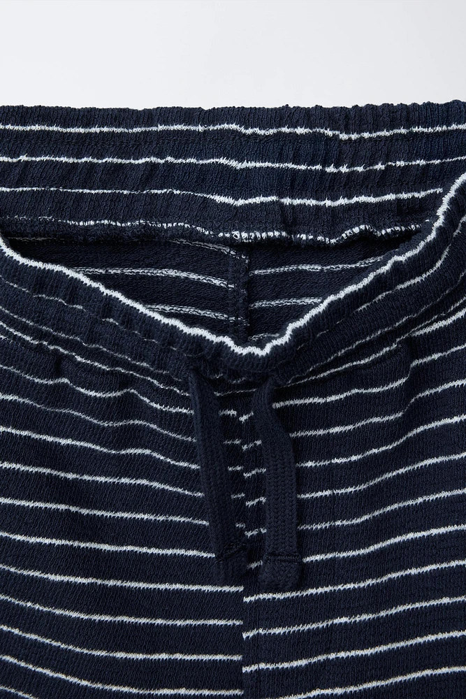 ENSEMBLE T-SHIRT ET BERMUDA EFFET SERVIETTE RAYURES