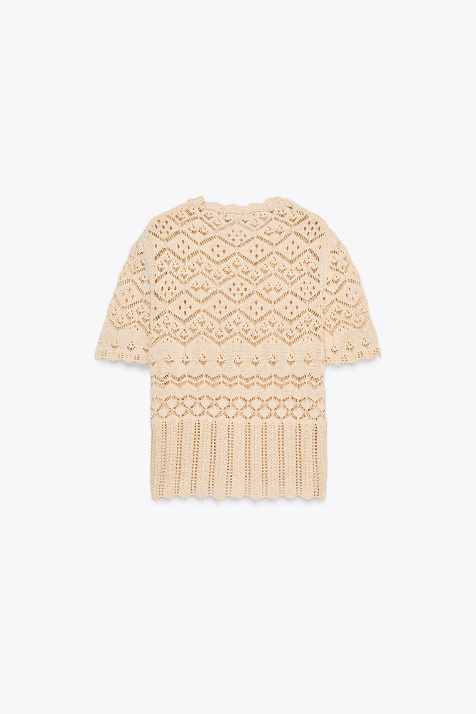 POINTELLE KNIT CARDIGAN