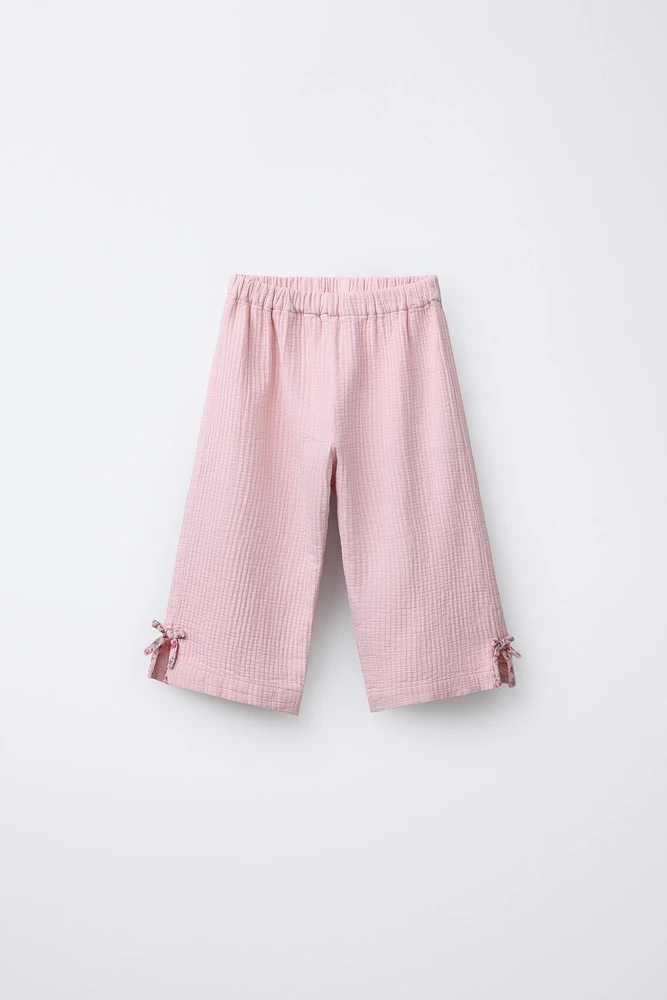 TEXTURED CULOTTES WITH BOWS