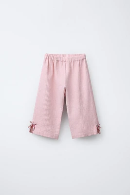 TEXTURED CULOTTES WITH BOWS