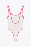 MAILLOT DE BAIN UNI CONTRASTÉ