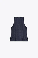ZW COLLECTION DENIM ZIP-UP TOP