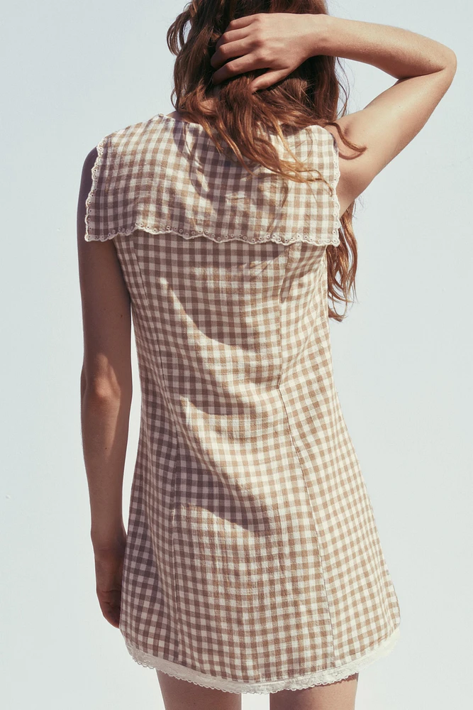 GINGHAM SHORT DRESS WITH PETER PAN COLLAR