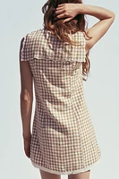 GINGHAM SHORT DRESS WITH PETER PAN COLLAR
