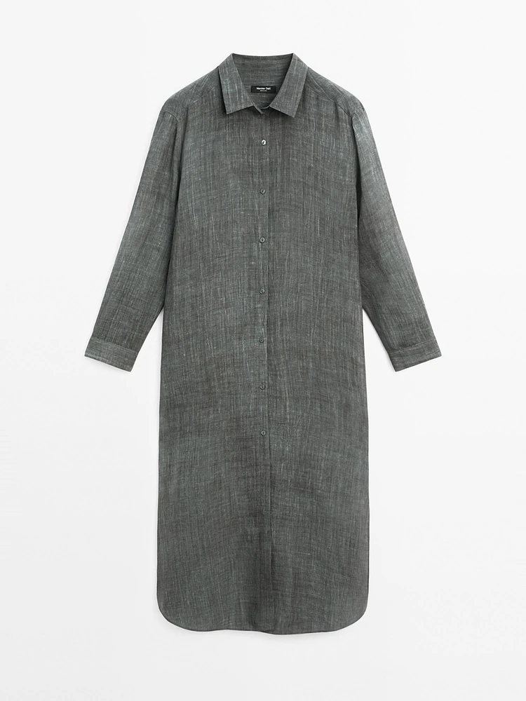 Semi-sheer ramie blend oversize blouse