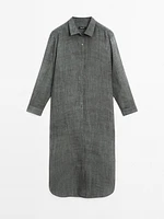 Semi-sheer ramie blend oversize blouse