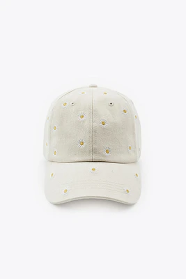 CASQUETTE SERGÉE BRODERIES FLEURS