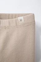 RIBBED CUFFED LEGGINGS WITH LABEL
